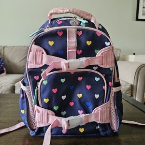 Pottery Barn Kids Navy Heart Backpack with Pink Trim